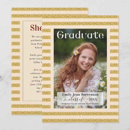 Vloergebied Goud Afstuderen Parade Kaart (Voorkant / Achterkant)