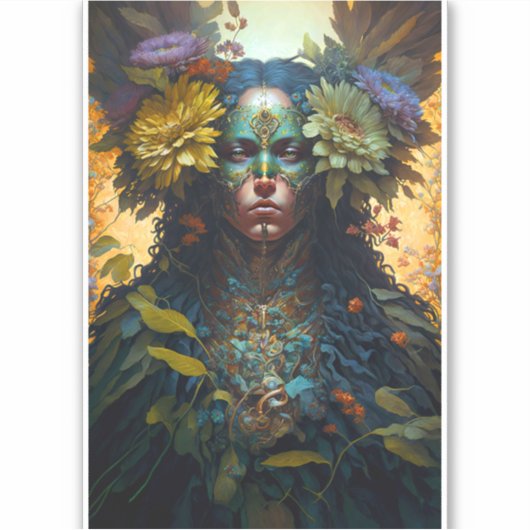 Vloergodin Fantasy Art Sticker (Voorkant)