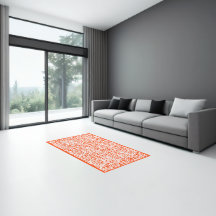 Vloerkleed Interieur - Vlekken Oranje Wit