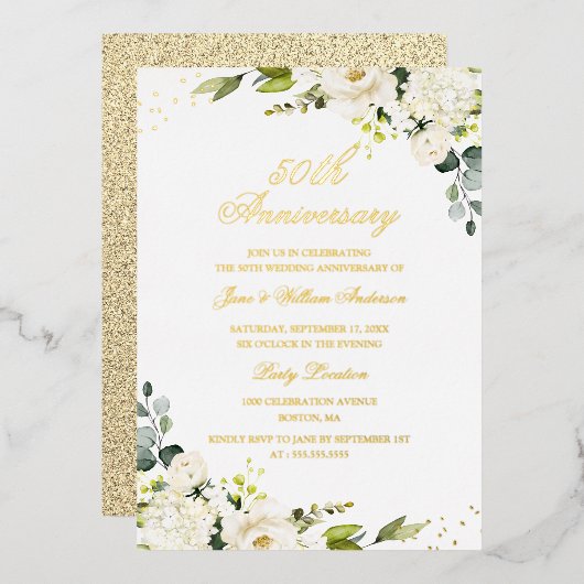 Vloerklep 50e Jubileum Folie Folie Uitnodiging (Voorkant / Achterkant)