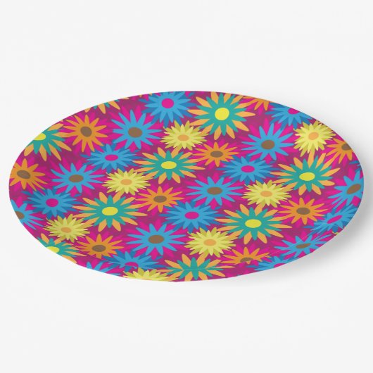 Vloerkracht van 1960, kleurrijk, modern patroon papieren bordje (Gekanteld)