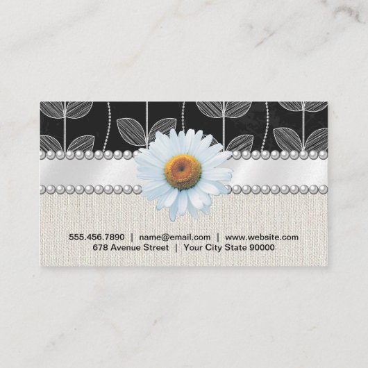 Vloerkrijt | Witte bloem en parels Visitekaartje (Achterkant)