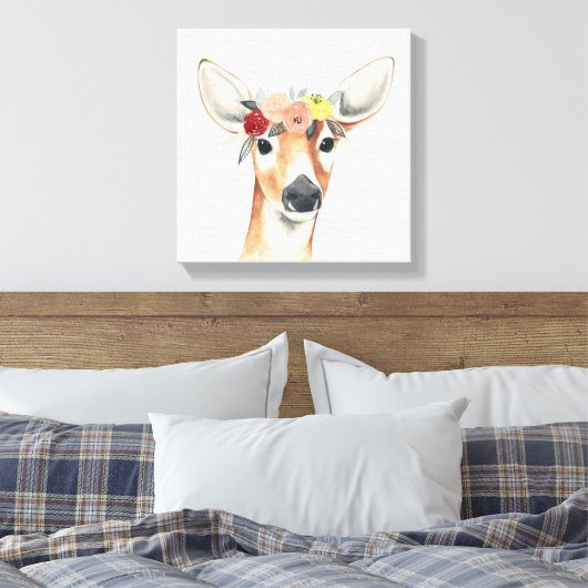 Vloerkroonforestster Deer Canvas Afdruk (Insitu (Slaapkamer))