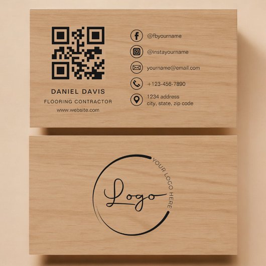 Vloerlegger Hout Professional QR Code Visitekaartje