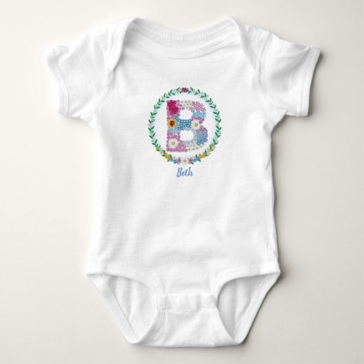 Vloerletters Initiaal "B" met gepersonaliseerde na Romper (Voorkant)