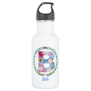 Vloerletters Initiaal "B" met gepersonaliseerde na Waterfles