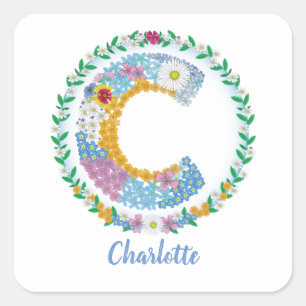 Vloerletters Initiaal "C" met gepersonaliseerde na Vierkante Sticker