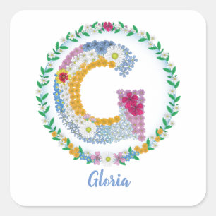 Vloerletters Initiaal "G" met gepersonaliseerde na Vierkante Sticker