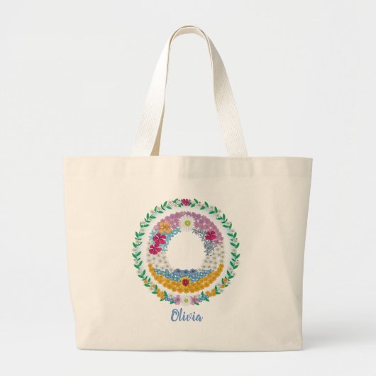 Vloerletters Initiaal "O" met gepersonaliseerde na Grote Tote Bag (Voorkant)