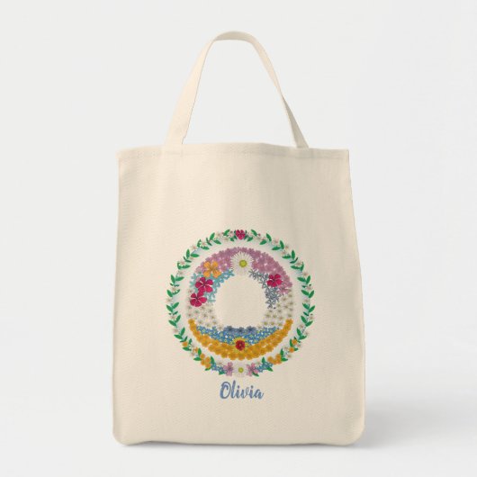 Vloerletters Initiaal "O" met gepersonaliseerde na Tote Bag (Voorkant)