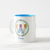 Vloerletters Initiaal "W" met persoonlijke naam Tweekleurige Koffiemok (Voorkant links)