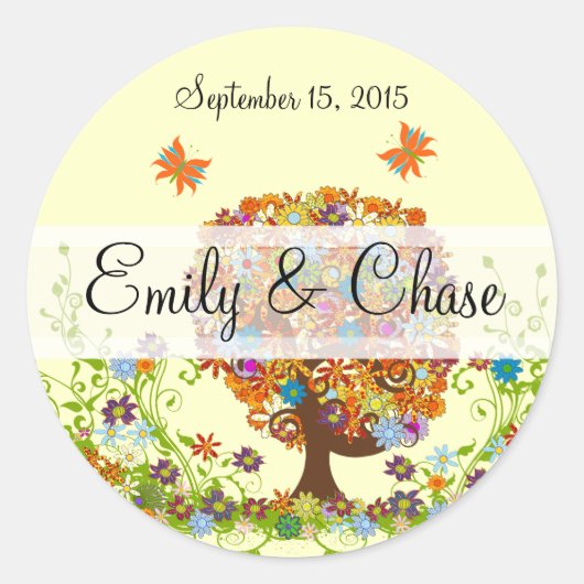 Vloerliefdesbomen Weddenschappen Ronde Sticker (Voorkant)