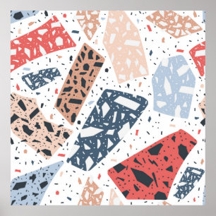 vloermarmer van de Terrazzo, naadloos met de hand  Poster