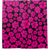 Vloerpatroon - Magenta en zwart Douchegordijn (Voorkant)