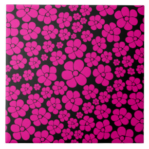 Vloerpatroon - Magenta en zwart Tegeltje