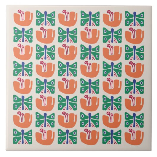 Vloerpatroon met vlinder tegeltje (Voorkant)