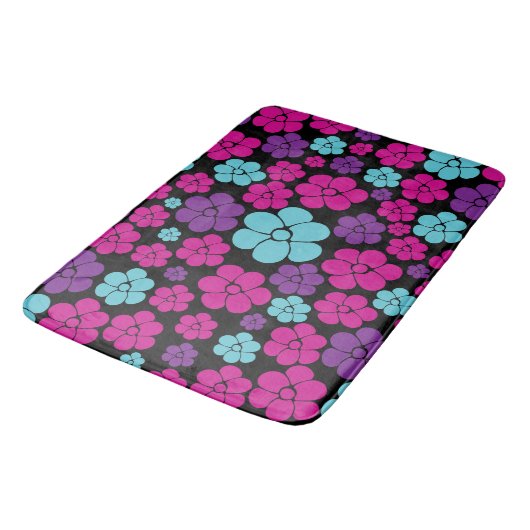 Vloerpatroon - Roze, Paars, blauw en zwart Badmat (Gekanteld)