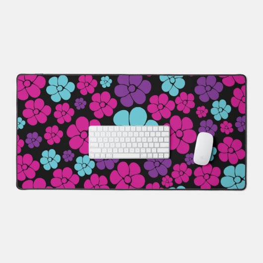 Vloerpatroon - Roze, Paars, blauw en zwart Bureaumat (Keyboard & Muis)