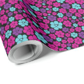 Vloerpatroon - Roze, Paars, blauw en zwart Cadeaupapier (Rol Hoek)