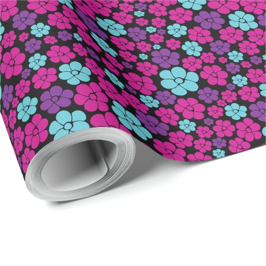 Vloerpatroon - Roze, Paars, blauw en zwart Cadeaupapier (Rol Hoek)