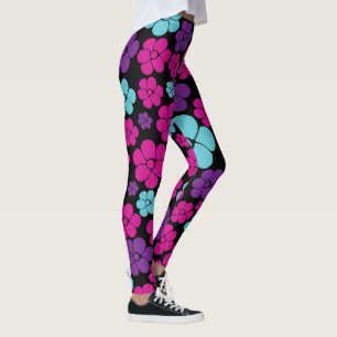 Vloerpatroon - Roze, Paars, blauw en zwart Leggings