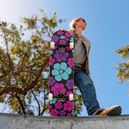 Vloerpatroon - Roze, Paars, blauw en zwart Persoonlijk Skateboard (Buiten 1)