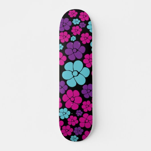 Vloerpatroon - Roze, Paars, blauw en zwart Persoonlijk Skateboard (Voorkant)