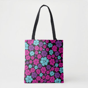 Vloerpatroon - Roze, Paars, blauw en zwart Tote Bag