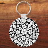 Vloerpatroon - wit op zwart sleutelhanger (Voorkant)