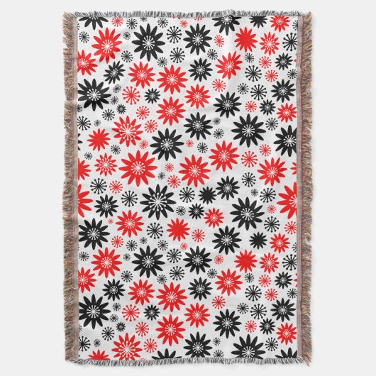 Vloerpatroon - Zwart met rood en wit Deken (Voorkant Verticaal)