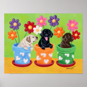 Vloerpuntlabrador Puppies Kunstwerk Poster