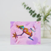Vloerregenboogkikker op orchidee-kleursneeuw briefkaart (Staand voorkant)