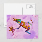 Vloerregenboogkikker op orchidee-kleursneeuw briefkaart (Voorkant / Achterkant)