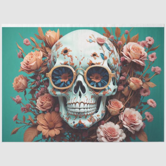 Vloerschedel Turquoise Weefpapier Tissuepapier (Voorkant)