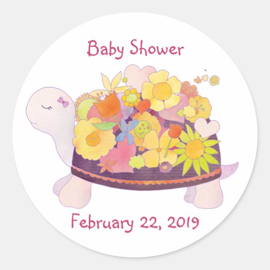 Vloerschildpad Baby shower Ronde Sticker (Voorkant)