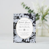 Vloertekening, zwarte en witte bloemen briefkaart (Staand voorkant)