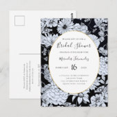 Vloertekening, zwarte en witte bloemen briefkaart (Voorkant / Achterkant)