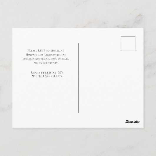 Vloertekening, zwarte en witte bloemen briefkaart (Achterkant)