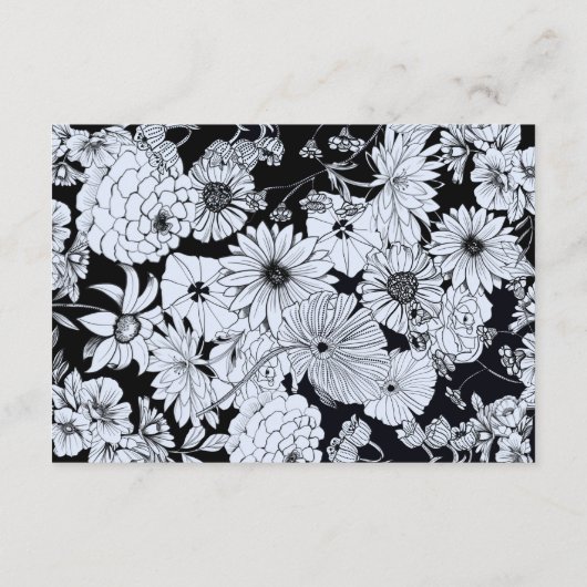 Vloertekening, zwarte en witte bloemen informatiekaartje (Achterkant)