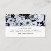 Vloertekening, zwarte en witte bloemen visitekaartje (Achterkant)
