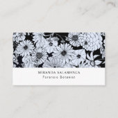Vloertekening, zwarte en witte bloemen visitekaartje (Voorkant)