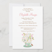 Vloerthee Baby shower uitnodigroze kleur Kaart (Voorkant)