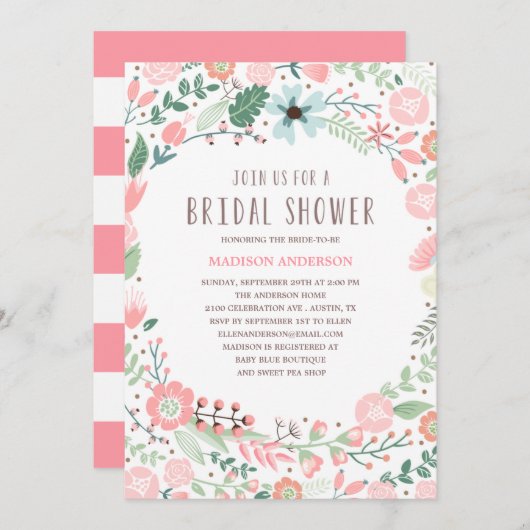 Vloertuin | Bridal Shower-uitnodiging Kaart (Voorkant / Achterkant)