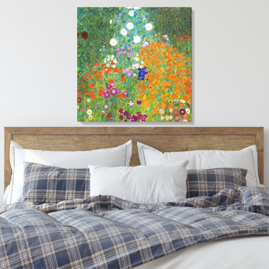 Vloertuin | Gustav Klimt Canvas Afdruk (Insitu (Slaapkamer))