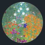 Vloertuin, Gustav Klimt Ronde Sticker<br><div class="desc">Bloertuin - door de Oostenrijkse symbolistische schilder Gustav Klimt. Gustav Klimt (1862 - 1918) was een Oostenrijkse symbolistische schilder en een van de meest prominente leden van de Wenen-afscheidingsbeweging. Zijn belangrijkste werk omvat schilderijen, moorden, schetsen en andere kunstvoorwerpen. Klimt's hoofdvak was het lichaam van het vrouw, en zijn werk wordt...</div>