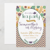 Vloertuin Tea Party Invitation Kaart (Voorkant / Achterkant)