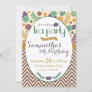 Vloertuin Tea Party Invitation Kaart