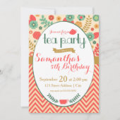 Vloertuin Tea Party Invitation Kaart (Voorkant)