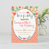 Vloertuin Tea Party Invitation Kaart (Staand voorkant)