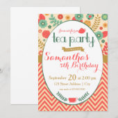 Vloertuin Tea Party Invitation Kaart (Voorkant / Achterkant)
